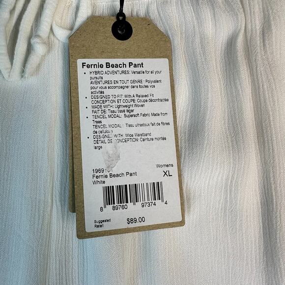 Prana Fernie Beach Pant Womens XL White Swim Cover-Up Flowy Crinkle Wide Leg NWT - Picture 16 of 16
